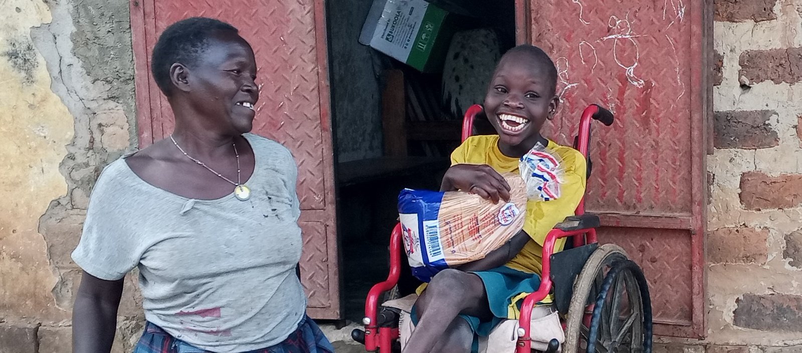Child receiving wheelchair